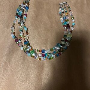 Vibrant Blue and Green Multi-Strand Necklace